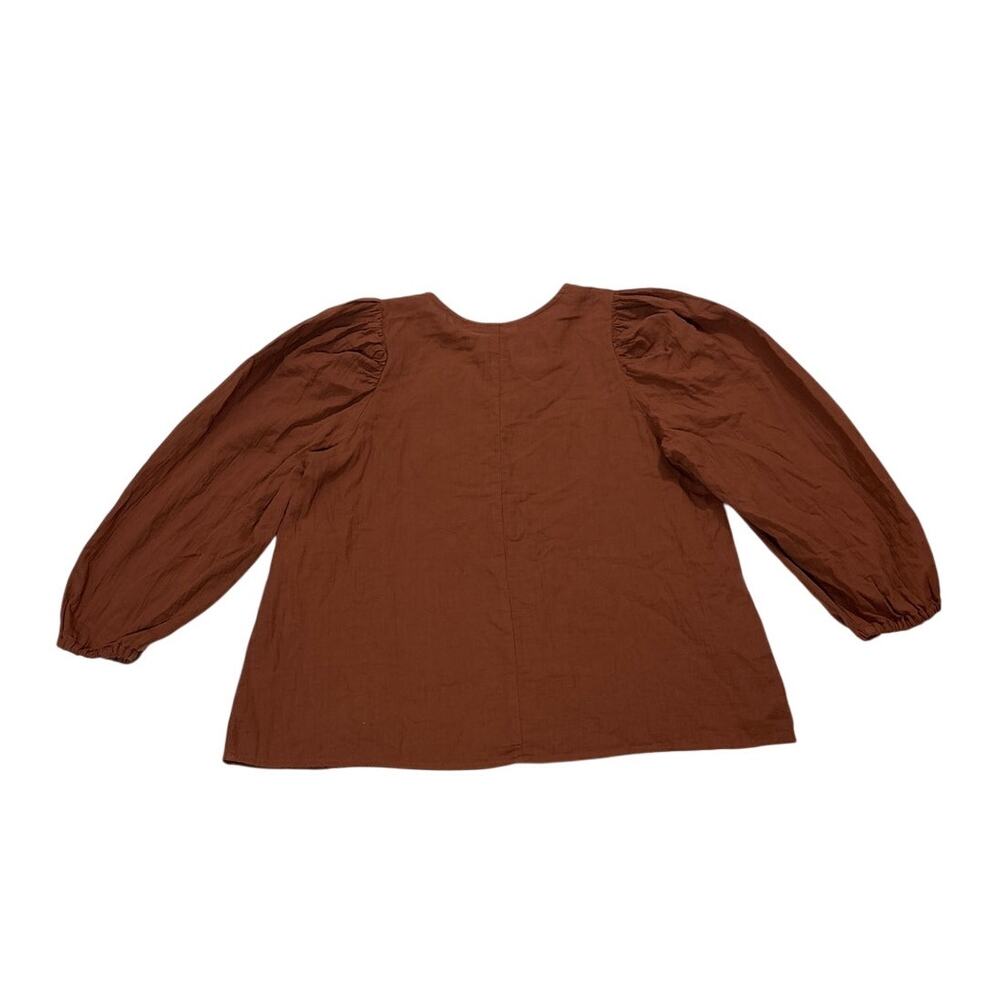 Atelier Delphine Womens Small Puff Sleeve Blouse Top Minimalist Cotton Luxury